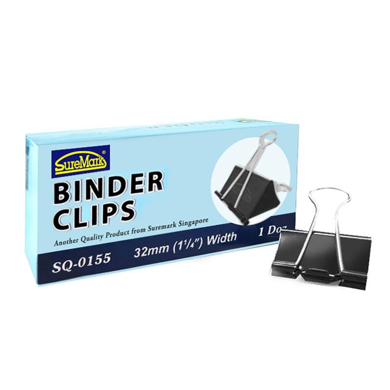 Suremark Binder Clips 32mm Box of 12 SQ-0155
